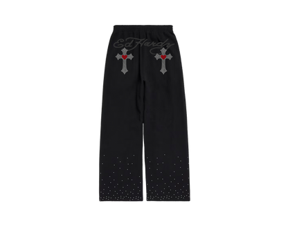 Calça Moletom Preta "Cruz" Ed Hardy x Matuê