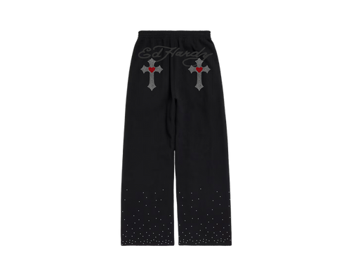 Calça Moletom Preta "Cruz" Ed Hardy x Matuê