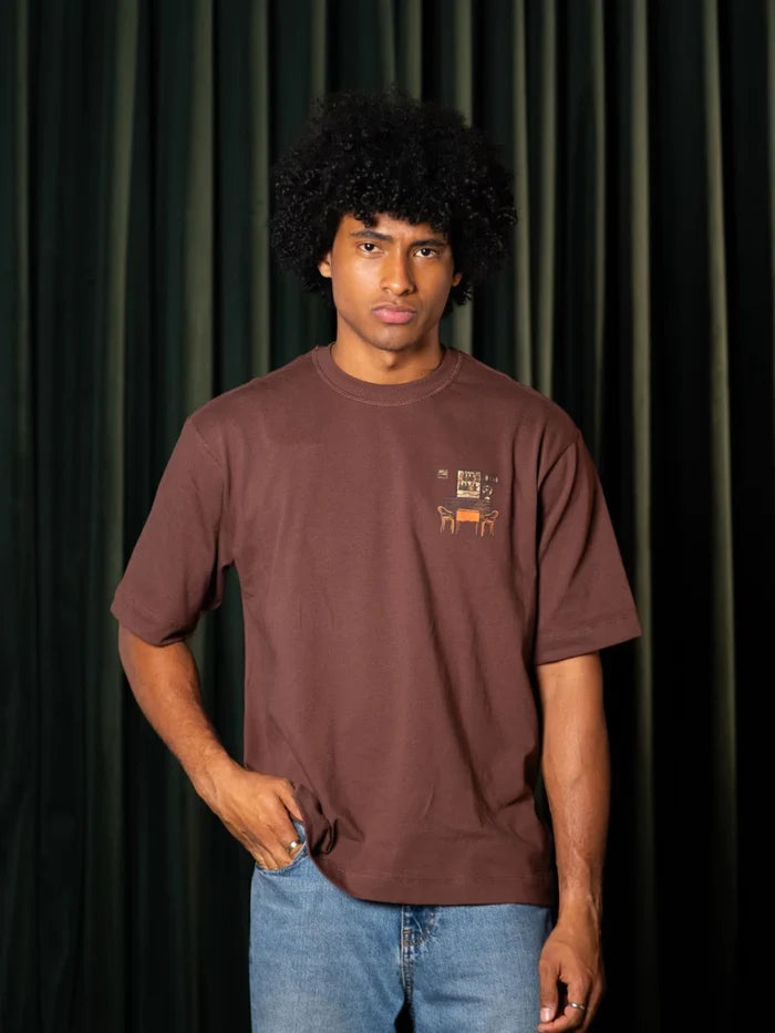 Camiseta Over Cena em Ladrilho