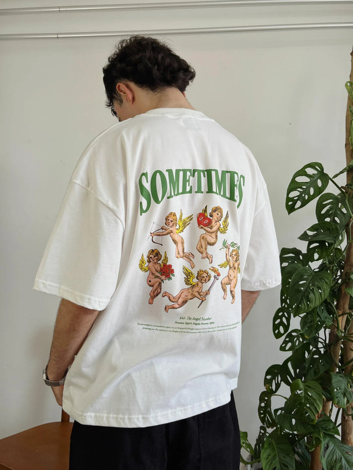 Camiseta Boxy Angel Number Off White - Four Street