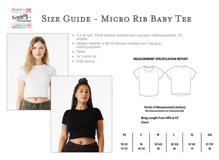 Chi Omega Cropped Baby Rib Tee - XO
