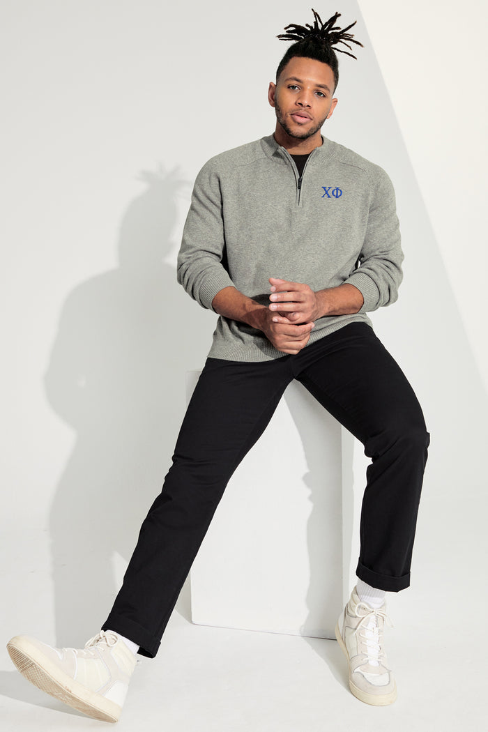 Chi Phi 1/4-Zip Monogrammed Sweater