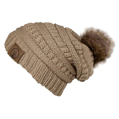 Deadwood Trading Brina- Slouch Beanie with Pom Pom - Winter Skull Cap for Women - Hatcountry