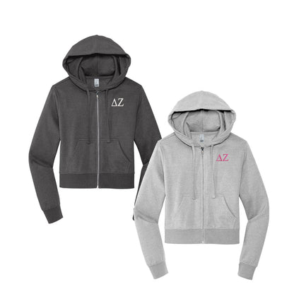 Delta Zeta Cropped Zip Up Hoodie