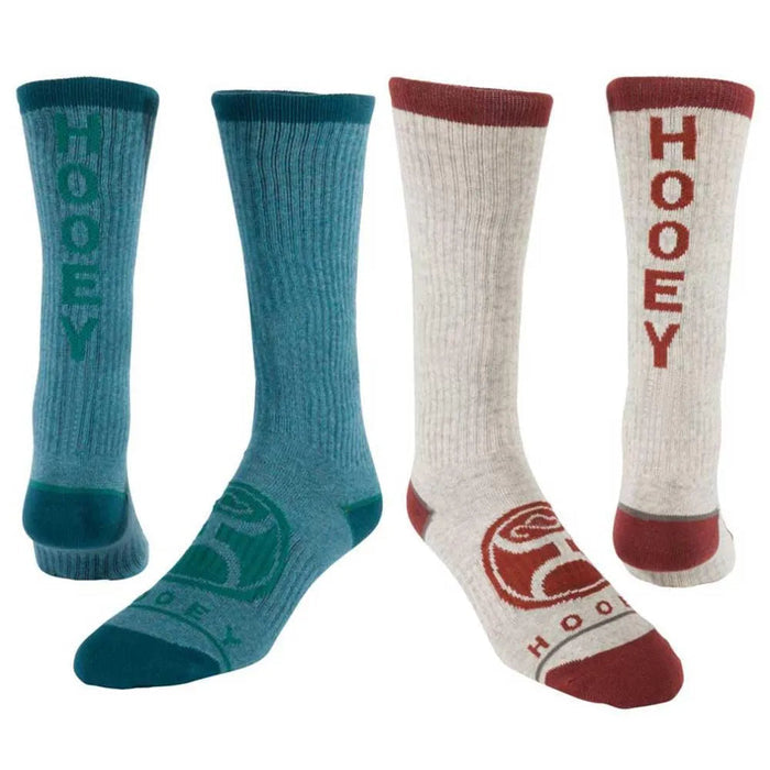 HOOey Athletic Boot 2-Pack (Teal / Grey) - Western Socks - Hatcountry