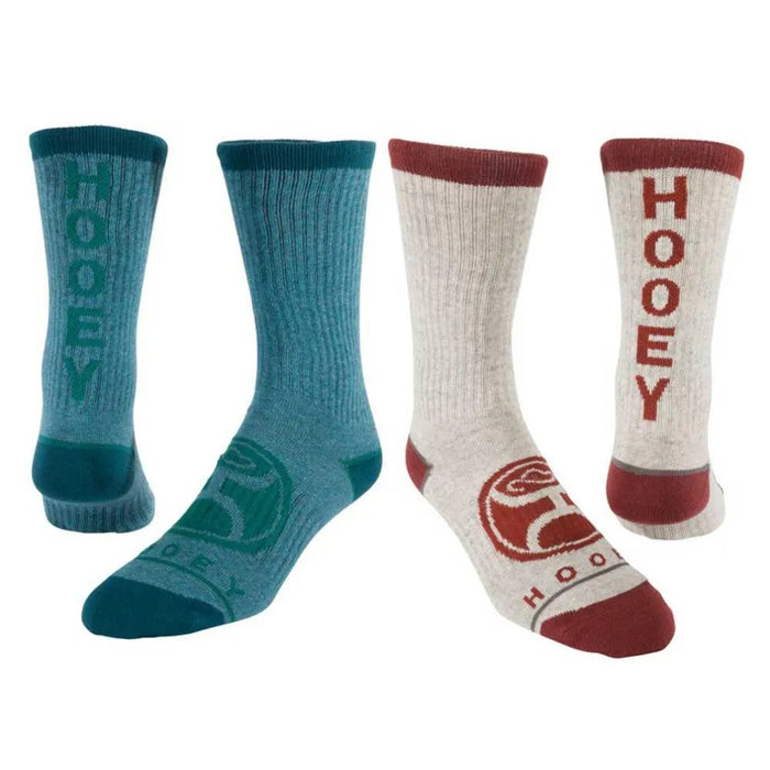 HOOey Athletic Crew 2-Pack (Teal / Grey) - Western Socks - Hatcountry