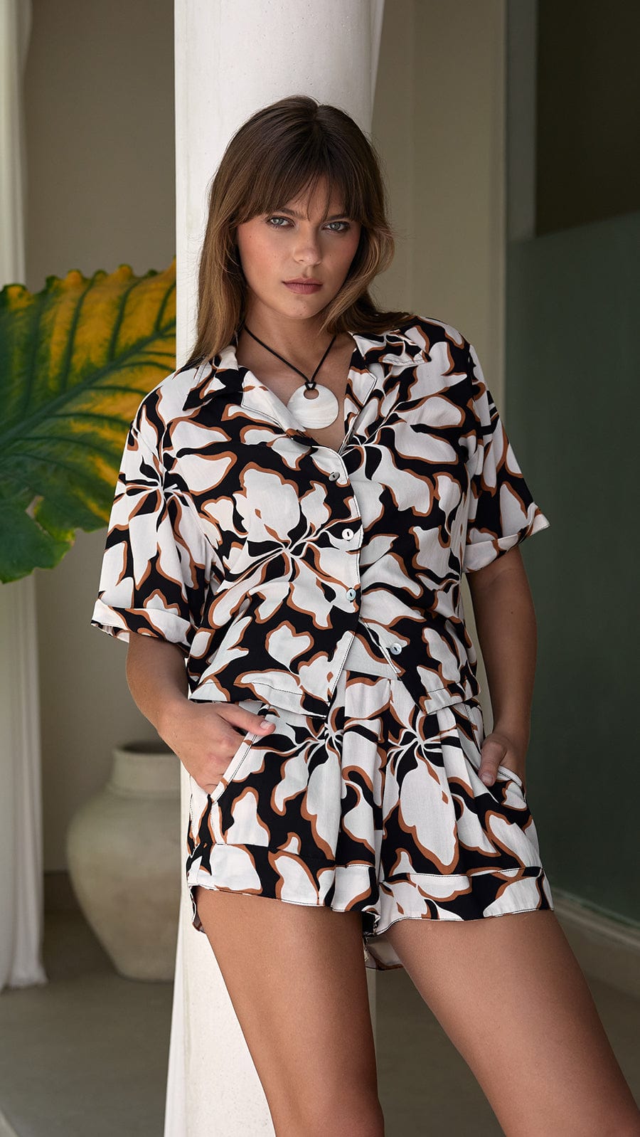 Button Down Shirt Calla - Bloomtide Black