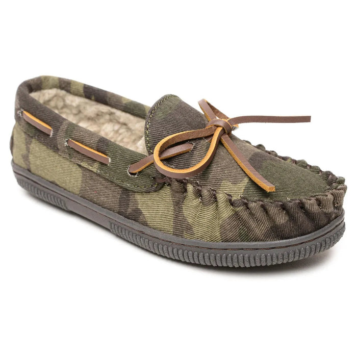 Minnetonka Pile Lined Hardsole Canvas (Camo) - Children's Slipper - Hatcountry
