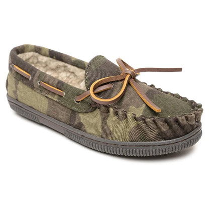 Minnetonka Pile Lined Hardsole Canvas (Camo) - Children's Slipper - Hatcountry
