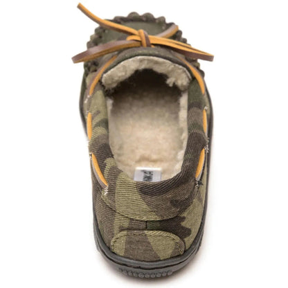 Minnetonka Pile Lined Hardsole Canvas (Camo) - Children's Slipper - Hatcountry