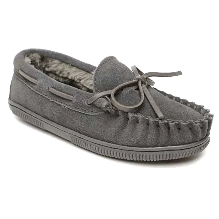 Minnetonka Pile Lined Hardsole Suede (Charcoal) - Children's Slipper - Hatcountry