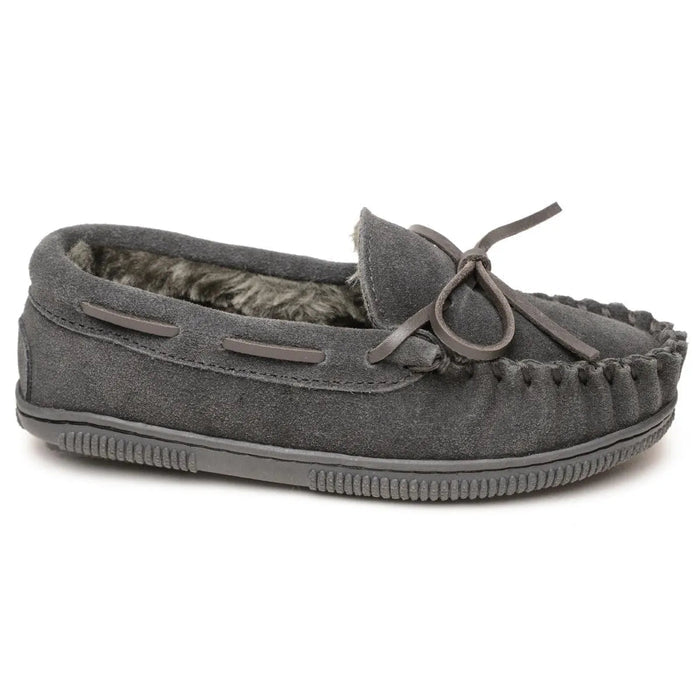 Minnetonka Pile Lined Hardsole Suede (Charcoal) - Children's Slipper - Hatcountry