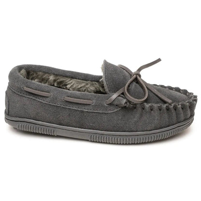 Minnetonka Pile Lined Hardsole Suede (Charcoal) - Children's Slipper - Hatcountry