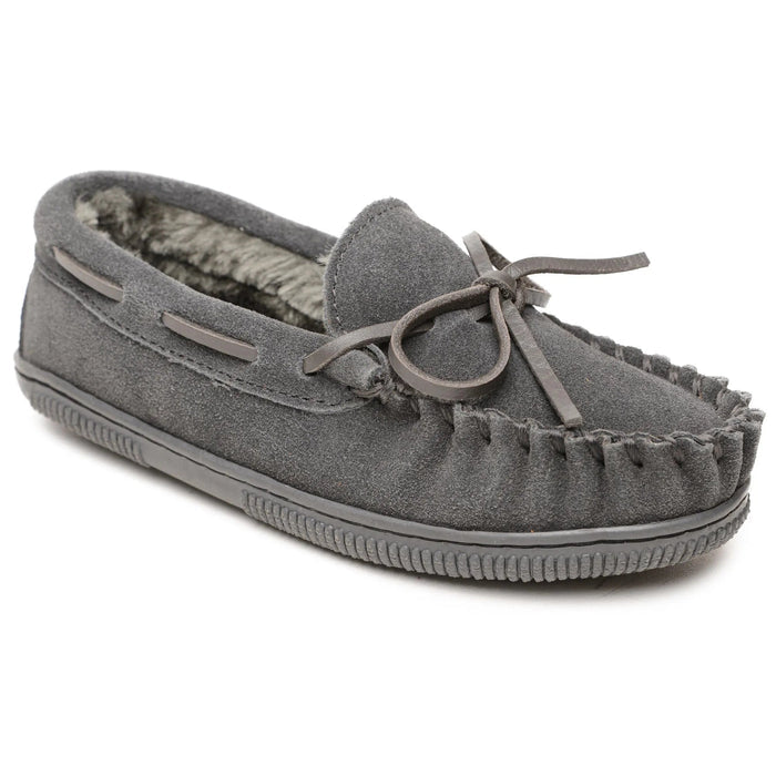 Minnetonka Pile Lined Hardsole Suede (Charcoal) - Children's Slipper - Hatcountry