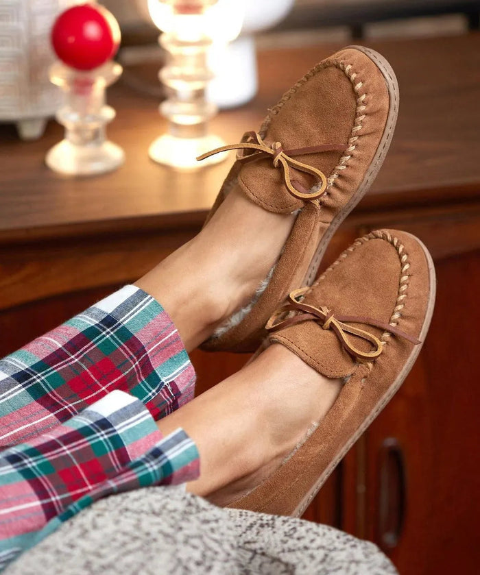Minnetonka Sheepskin Hardsole Moc - Womens Slippers - Hatcountry
