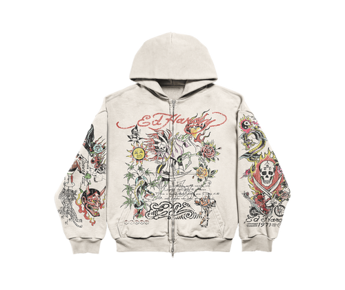 Moletom Zip Up Off White "Fortal" Ed Hardy x Matuê