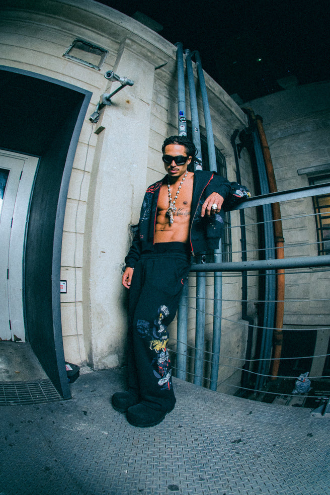 Moletom Zip Up Preto "By Matuê" Ed Hardy x Matuê