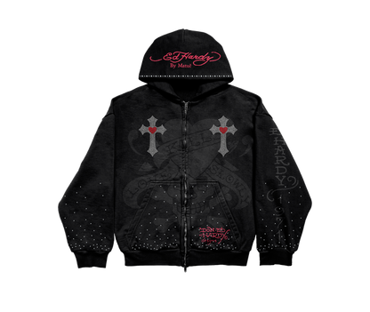 Moletom Zip Up Preto "Cruz" Ed Hardy x Matuê