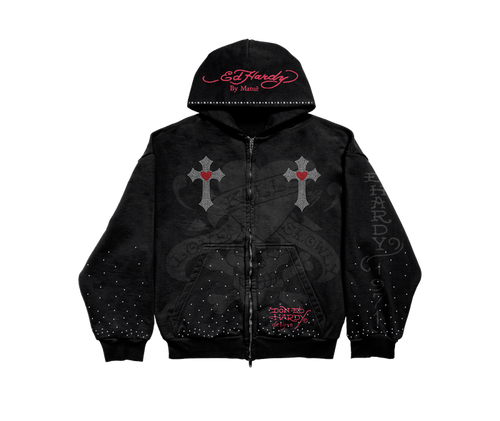 Moletom Zip Up Preto "Cruz" Ed Hardy x Matuê