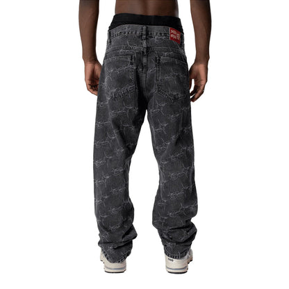 PANTS MONOGRAM SUFSTAR JEANS BLACK - Four Street