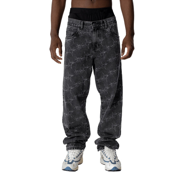 PANTS MONOGRAM SUFSTAR JEANS BLACK - Four Street
