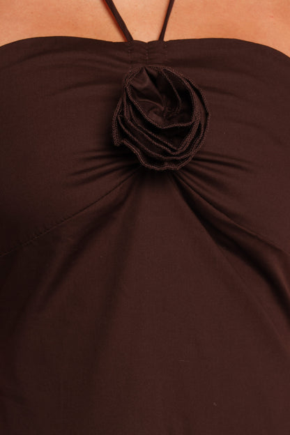 Soleila Halter Maxi Dress - Chocolate