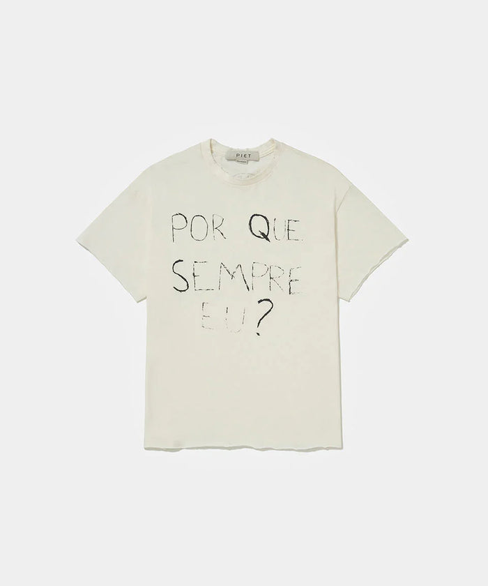 Por que sempre eu? Raw Edge T-shirt Bone White - Four Street