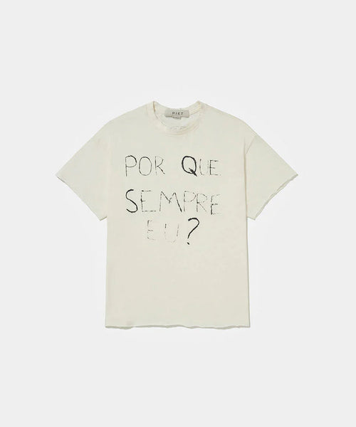 Por que sempre eu? Raw Edge T-shirt Bone White - Four Street