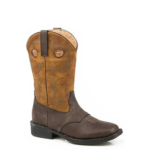 Roper Daniel (Tan/Dark Brown) - Little Kids / Big Kids Cowboy Boots - Hatcountry