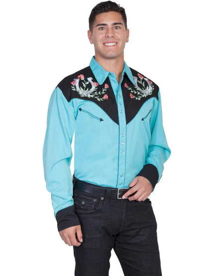 Scully Horseshoe and Roses - Men's Western Shirt - Hatcountry