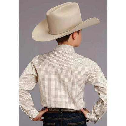 Stetson Two Stripe Check (Yellow/Gold/White) - Boy's Western Shirt - Hatcountry