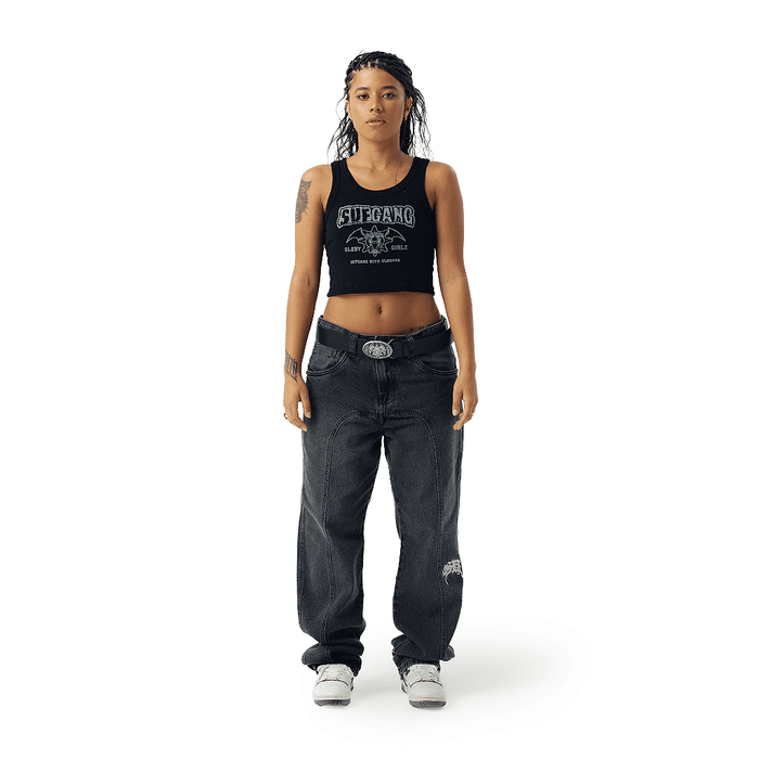 SUFGLO CROP TANK BLACK
