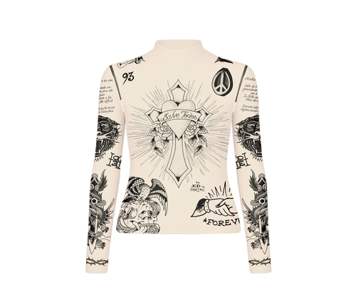 Tule Feminino Bege "Tattooed Skin" Ed Hardy x Matuê