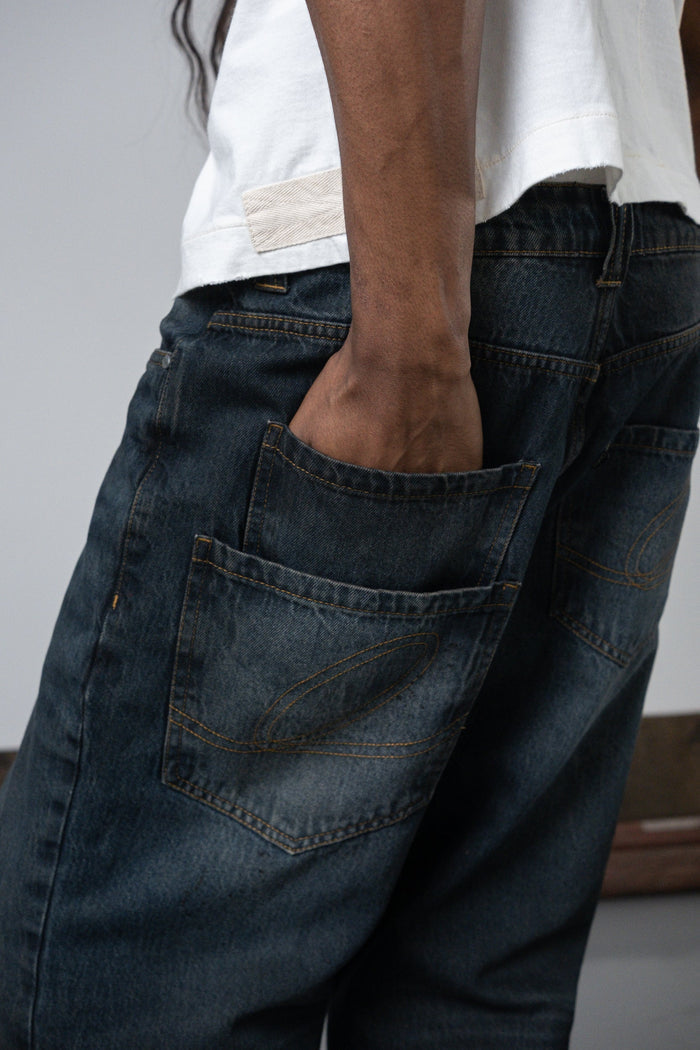 UNF ASYMMETRICAL BOOTCUT DENIM - BLUE