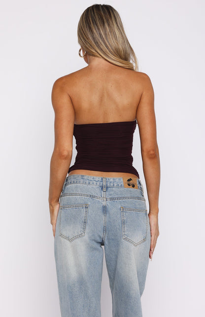 Taking What's Mine Strapless Top Plum